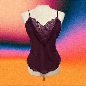 Vintage Purple Semi-Sheer Ruffle Cami Size 36